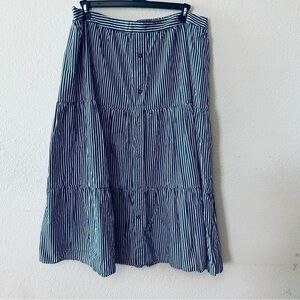 Lane Bryant woman’s nautical tiered maxi skirt size 26/28 striped cottage core